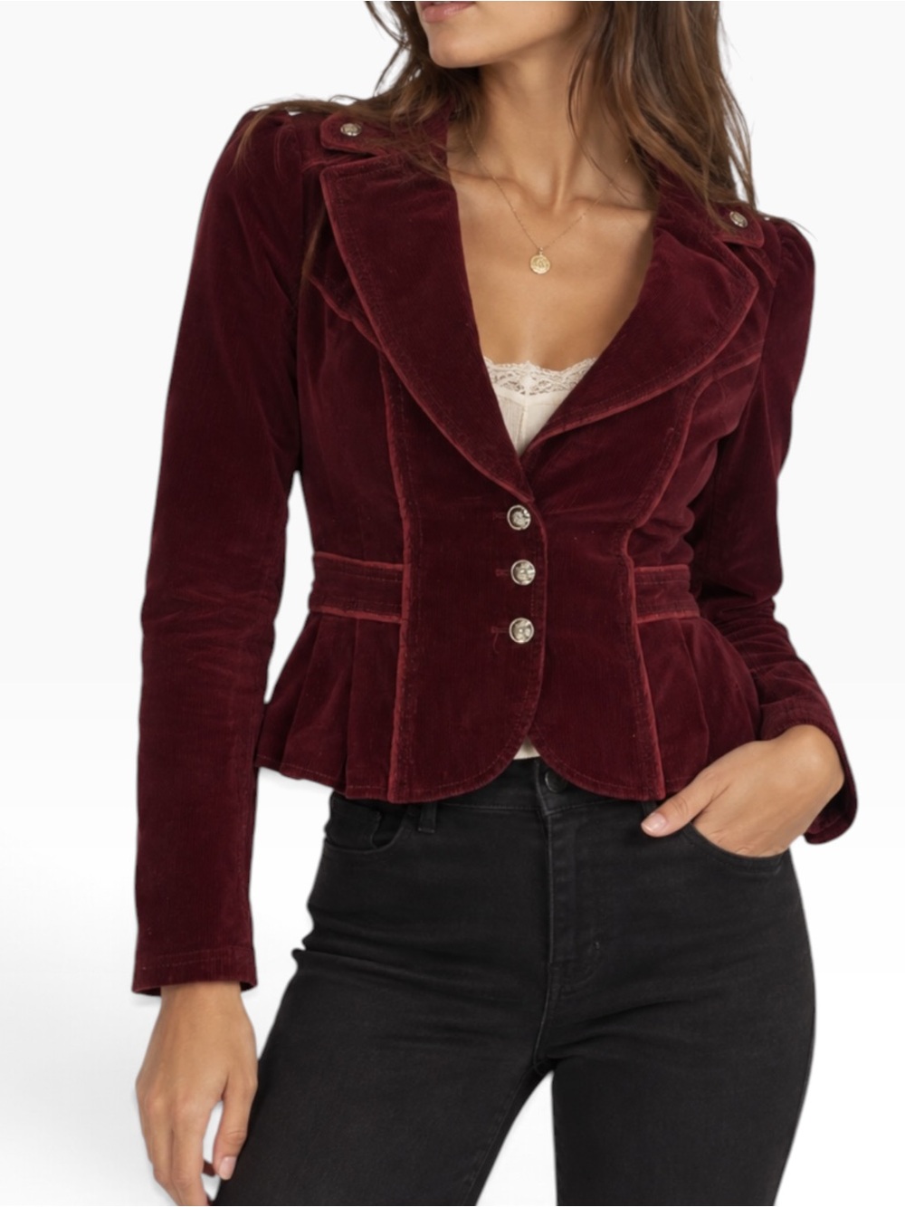 White House Black Market Burgundy Velvet Blazer Sz 2
